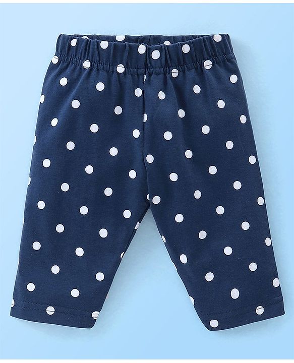 Babyhug Cotton Three Fourth Lycra Leggings Floral & Hearts Print Pack Of 3- Blue White & Red