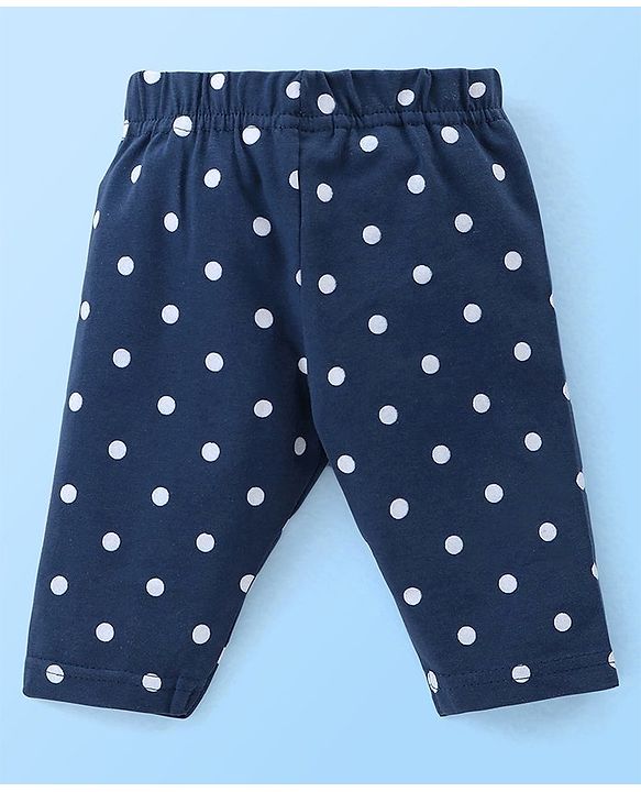 Babyhug Cotton Three Fourth Lycra Leggings Floral & Hearts Print Pack Of 3- Blue White & Red