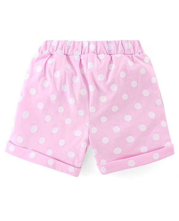 Babyhug Cotton Knit Half Sleeves Night Suit with Kitty Print - Grey Melange & Pink