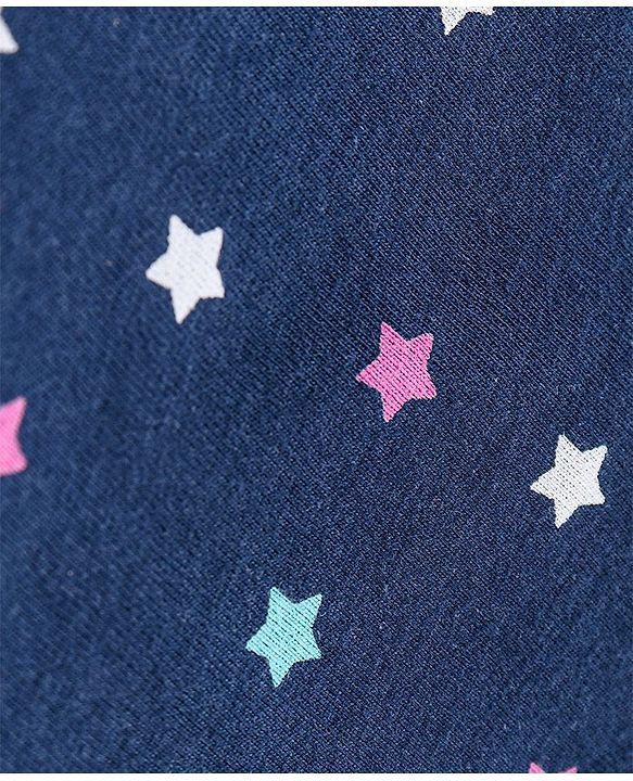 Babyhug Cotton Knit Full Sleeves Night Suit Star Print - Navy Blue