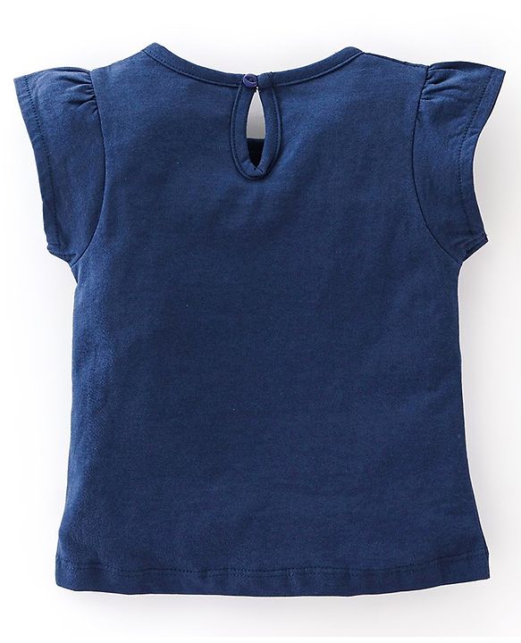 Babyhug Cotton Knit Half Sleeves Night Suit Toucan Print - Navy Blue & White