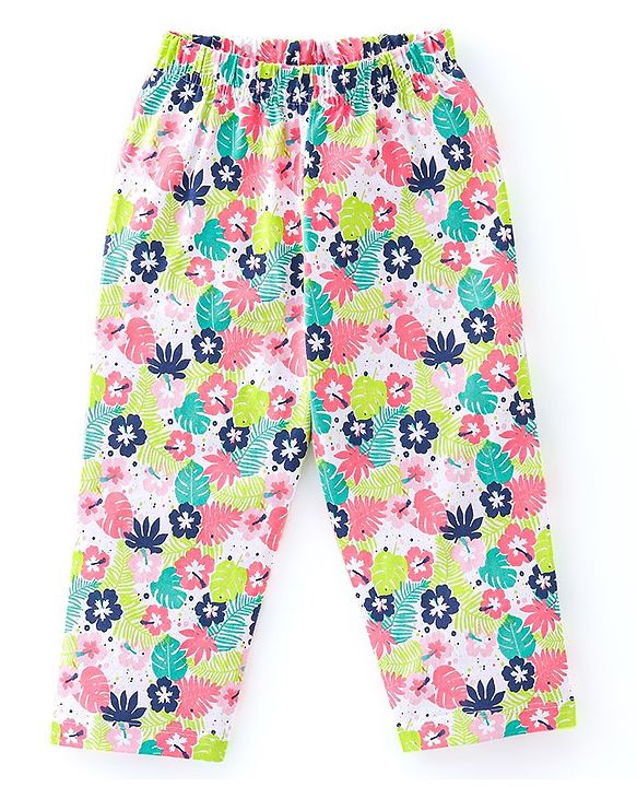 Babyhug Cotton Knit Half Sleeves Night Suit Toucan Print - Navy Blue & White