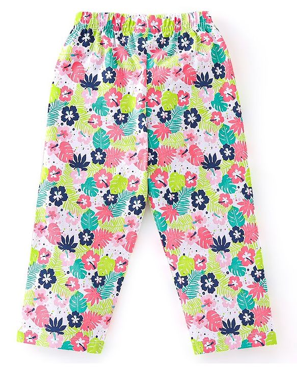 Babyhug Cotton Knit Half Sleeves Night Suit Toucan Print - Navy Blue & White