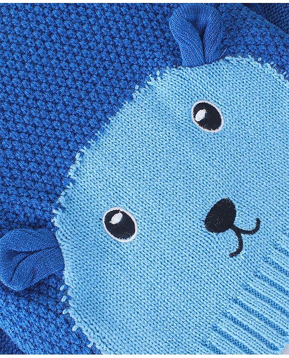 Babyhug Full Sleeves Sweater Puppy Design- Blue