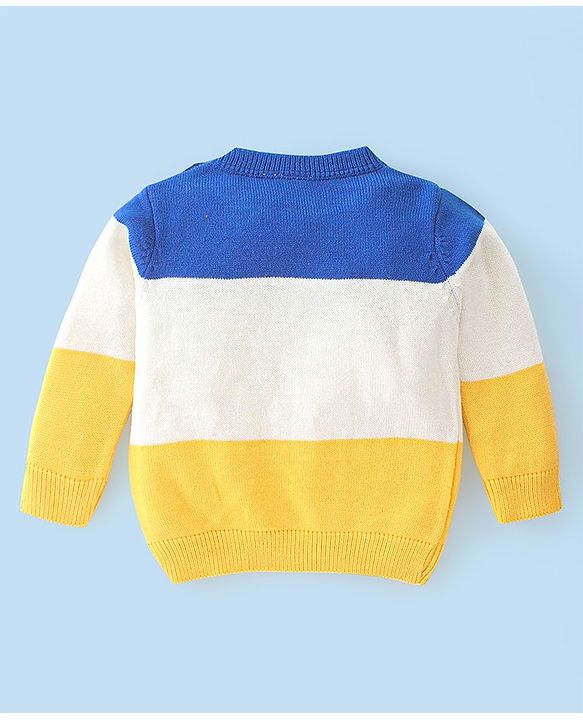 Babyhug Full Sleeves Sweater Tiger Design- Blue & Yellow