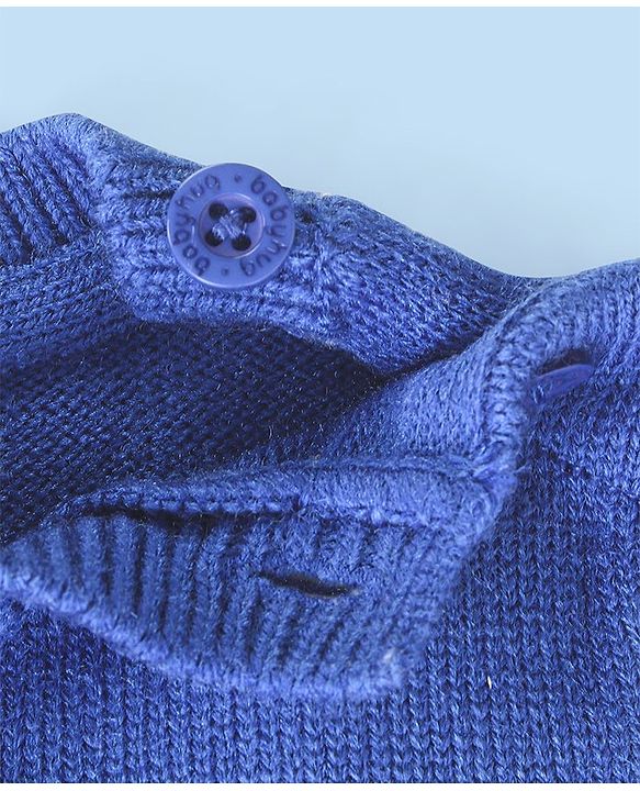 Babyhug Full Sleeves Sweater Tiger Design- Blue & Yellow