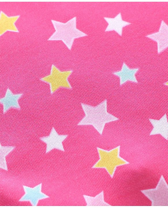 Babyhug Sleeveless V Cut Swimsuit Star Print - Pink