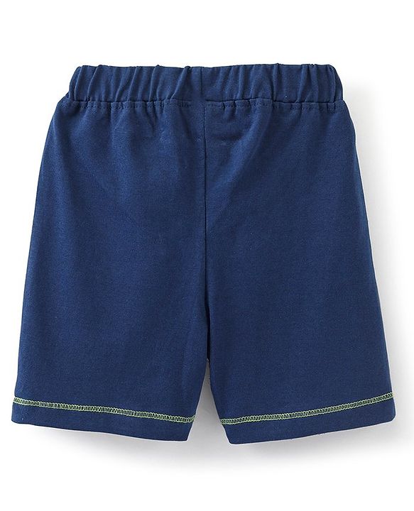 Babyhug Cotton Jersey Knit Knee Length Shorts Text Print - Navy Blue