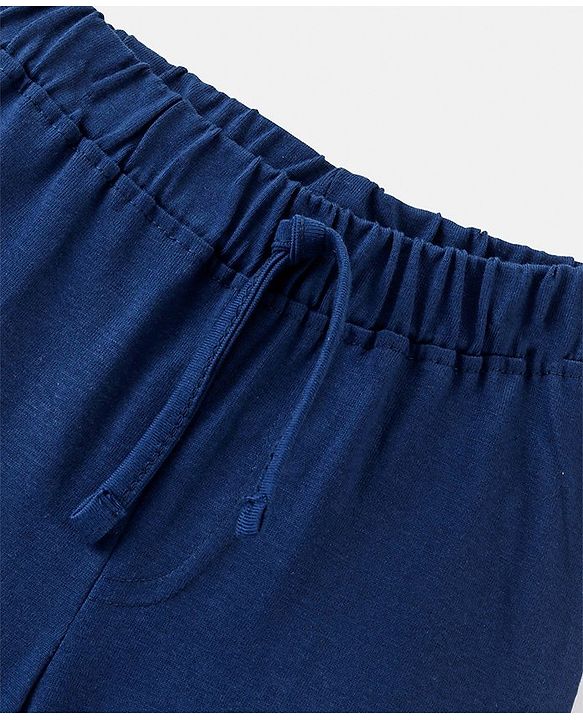 Babyhug Cotton Jersey Knit Knee Length Shorts Text Print - Navy Blue