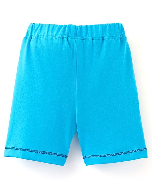Babyhug Cotton Jersey Knit Mid Thigh Length Shorts Racer Print - Blue