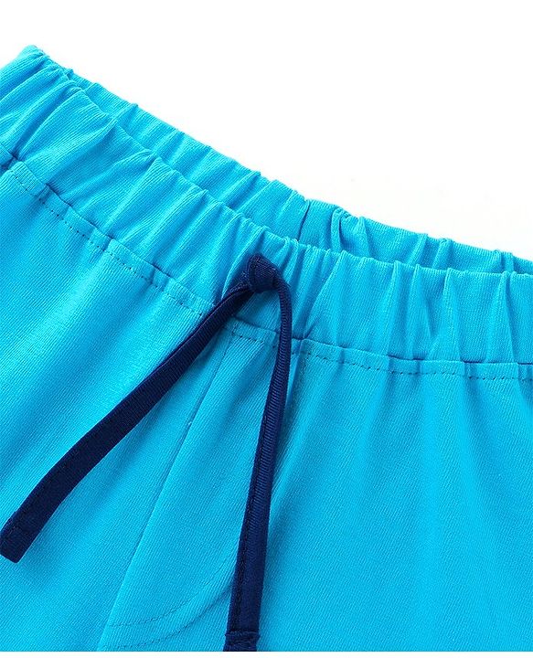 Babyhug Cotton Jersey Knit Mid Thigh Length Shorts Racer Print - Blue