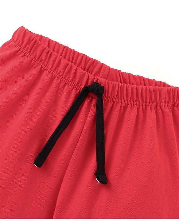 Babyhug Cotton Jersey Knit Mid Thigh Length Shorts Soccer Ball Print - Red
