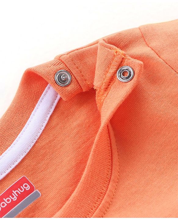 Babyhug Cotton Knit Half Sleeves Night Suit My Mummy is the Greatest Print - Orange