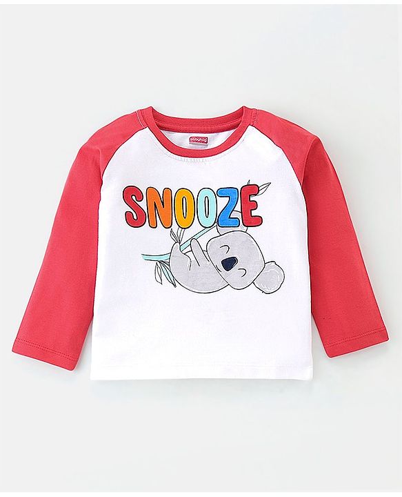 Babyhug Cotton Knit  Raglan Sleeves Koala Printed Night Suit - Red