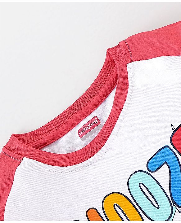 Babyhug Cotton Knit  Raglan Sleeves Koala Printed Night Suit - Red