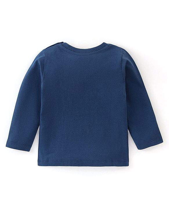 Babyhug Cotton Knit Full Sleeves Night Suit Bear Print - Navy Blue & Yellow