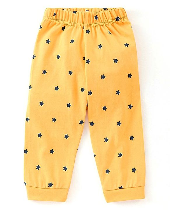 Babyhug Cotton Knit Full Sleeves Night Suit Bear Print - Navy Blue & Yellow