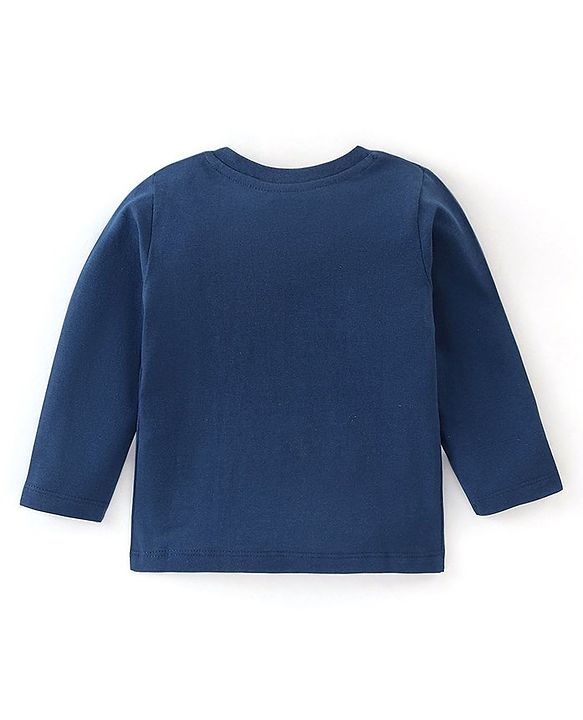 Babyhug Cotton Knit Full Sleeves Night Suit Bear Print - Navy Blue & Yellow