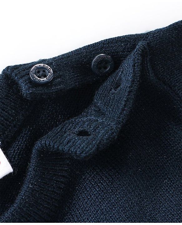 Babyhug Knit Full Sleeves Sweater Christmas Tree Design With Sequin Embroidery- Navy Blue