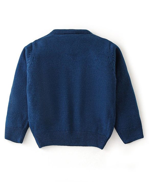 Babyhug Knit Full Sleeves Sequins Sweater - Blue