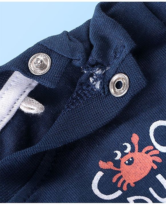 Babyhug 100% Cotton Knit Half Sleeves T-Shirt and Shorts Set Stripes & Cool Dude Print - Blue