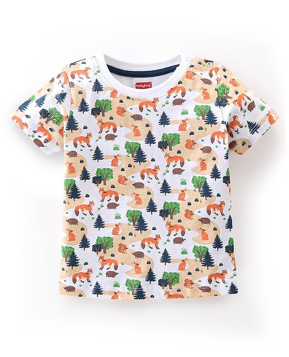 Babyhug 100% Cotton T-Shirt & Shorts Set with Jungle Print - Multicolour
