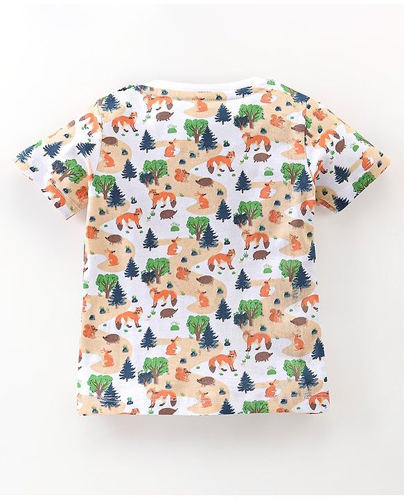 Babyhug 100% Cotton T-Shirt & Shorts Set with Jungle Print - Multicolour