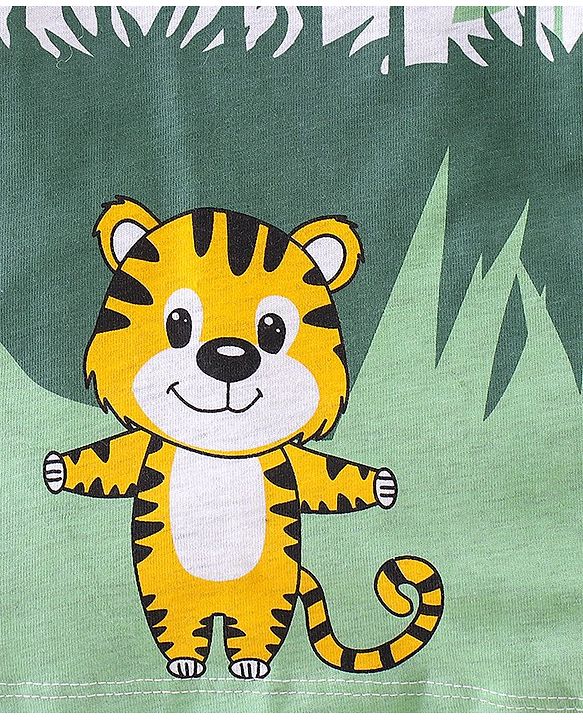 Babyhug Cotton Knit Half Sleeves T-Shirt and Shorts Set Jungle Print - Green & Brown