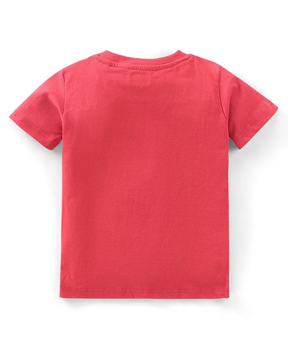 Babyhug Cotton Half Sleeves T-Shirt & Shorts Set Bear Print- Red & White