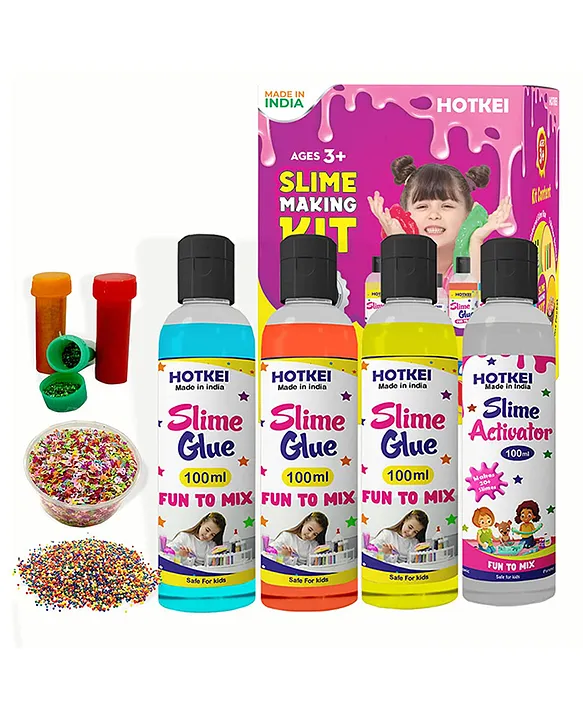 Slime Making Kit for Kids - DIY Hand Sensory Exercise Toy for Boys & Girls  - Science Educational Supplies - Glow Powder, Activators, Pigments