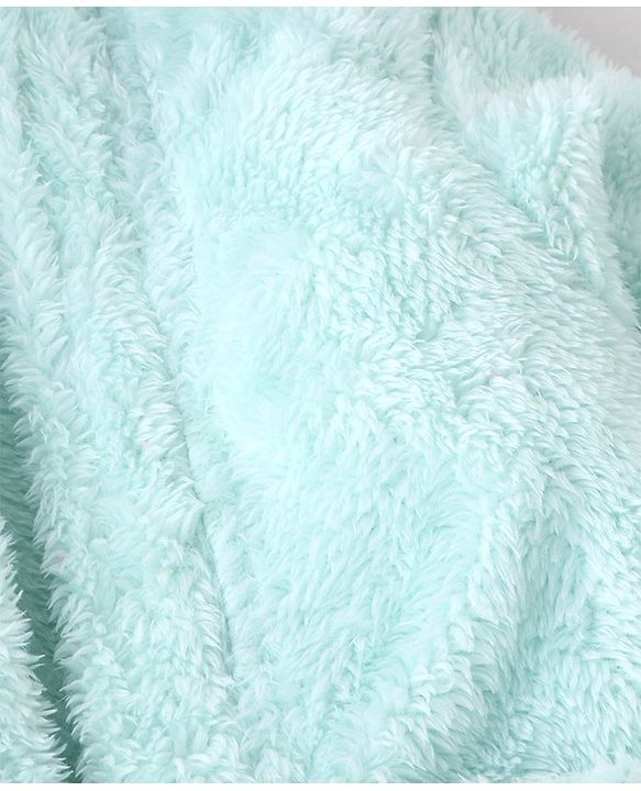 Babyhug Knit Full Sleeves Solid Color Velour Bath Robe with Hood - Aqua Blue