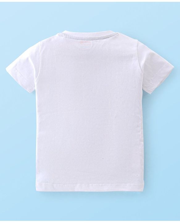 Babyhug Single Jersey Knit Half Sleeves T-Shirt & Shorts Set Monkey Print - White & Blue