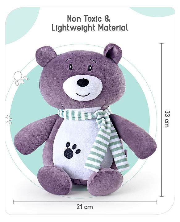 Babyhug Bear With Scarf Soft Toy Purple - Height 33 cm
