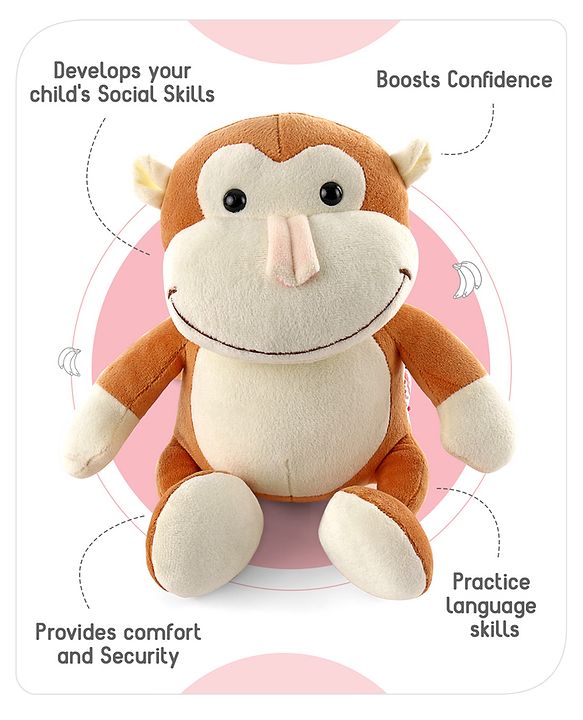 Babyhug Monkey Soft Toy Brown - Height 25 cm