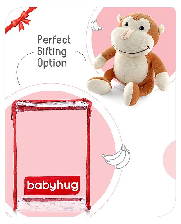 Babyhug Monkey Soft Toy Brown - Height 25 cm