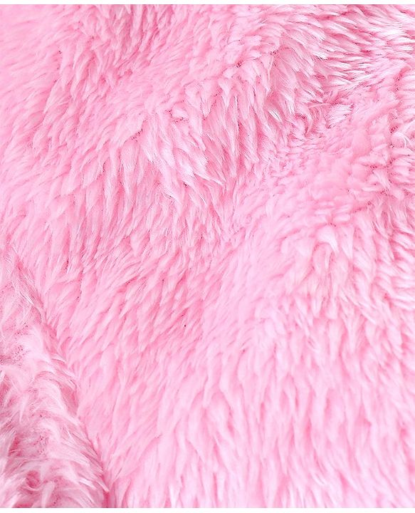 Babyhug Cotton Knit Full Sleeves Solid Color Velour Bath Robe with Hood - Pink