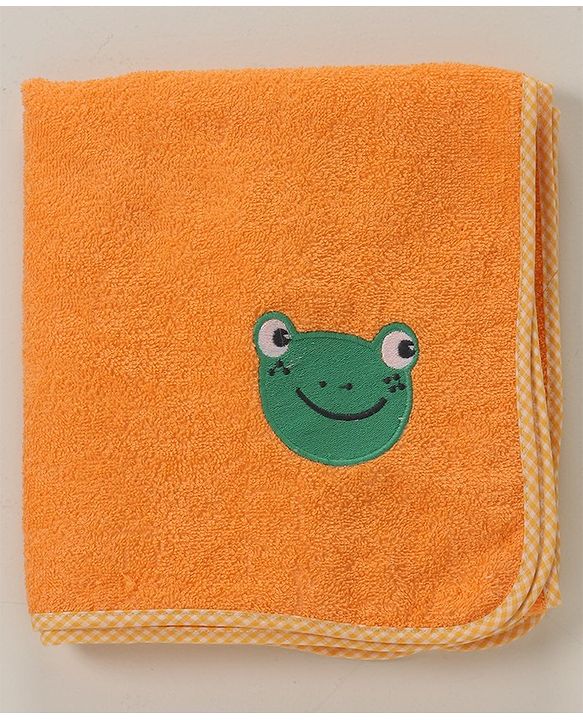 Babyhug Frog Patch Embroidered Towel without Hood - Orange