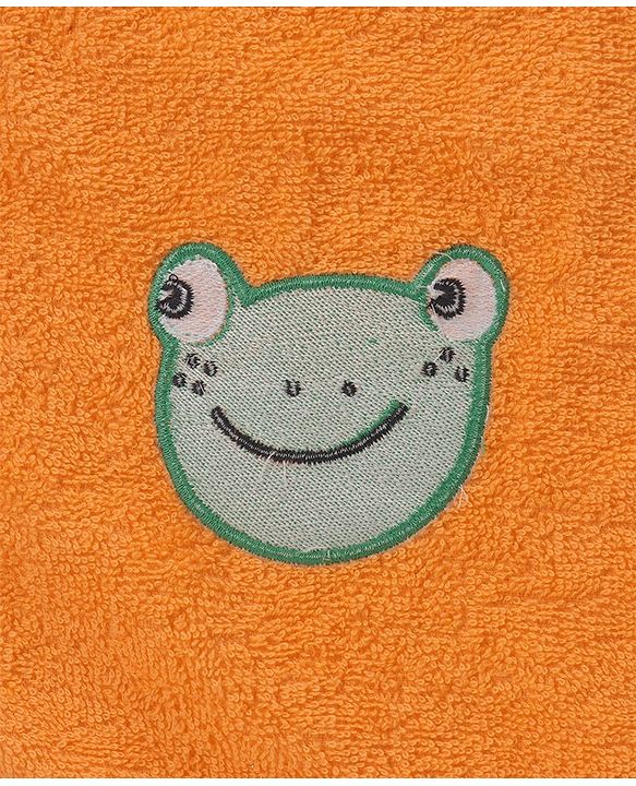 Babyhug Frog Patch Embroidered Towel without Hood - Orange
