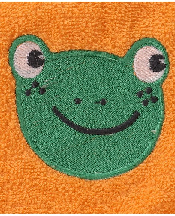 Babyhug Frog Patch Embroidered Towel without Hood - Orange