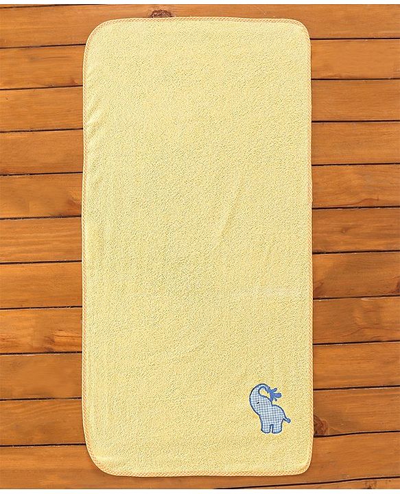 Babyhug Elephant Patch Embroidered Towel without Hood - Yellow
