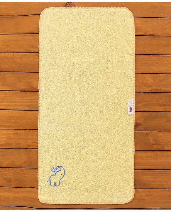 Babyhug Elephant Patch Embroidered Towel without Hood - Yellow