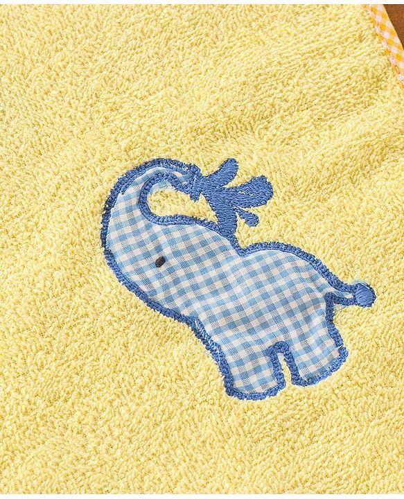Babyhug Elephant Patch Embroidered Towel without Hood - Yellow