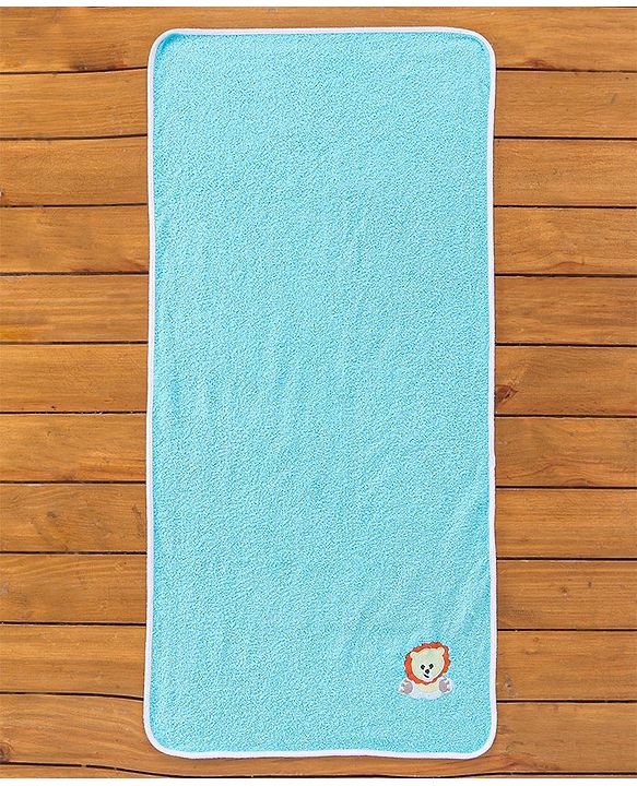 Babyhug Lion Patch Embroidered Towel without Hood - Aqua Blue
