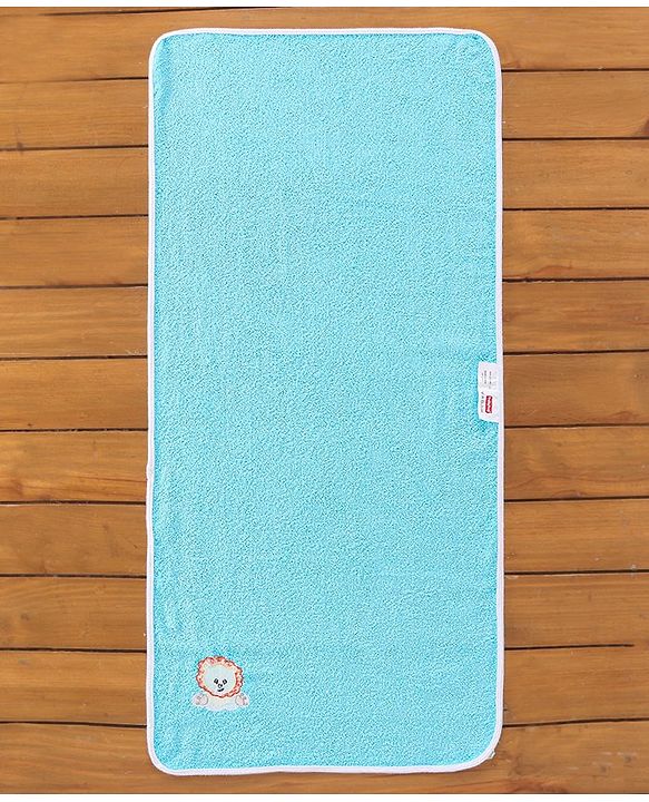 Babyhug Lion Patch Embroidered Towel without Hood - Aqua Blue