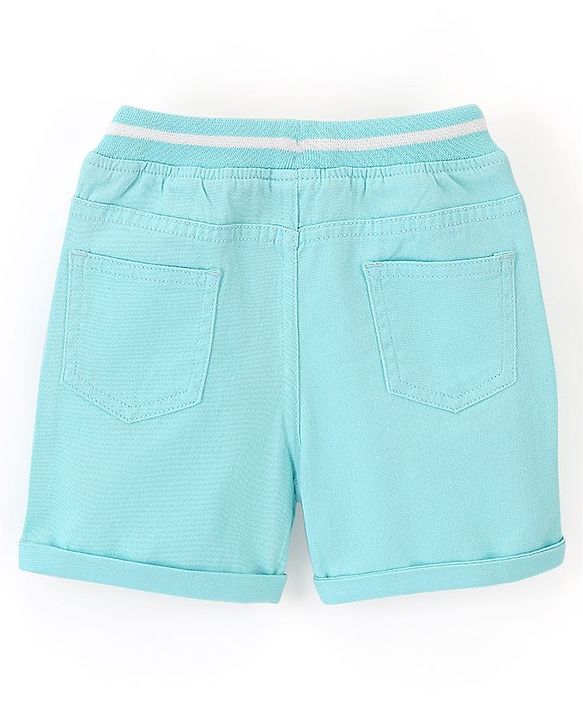 Babyhug Cotton Spandex Mid Thigh Length Shorts Text Print- Sky Blue