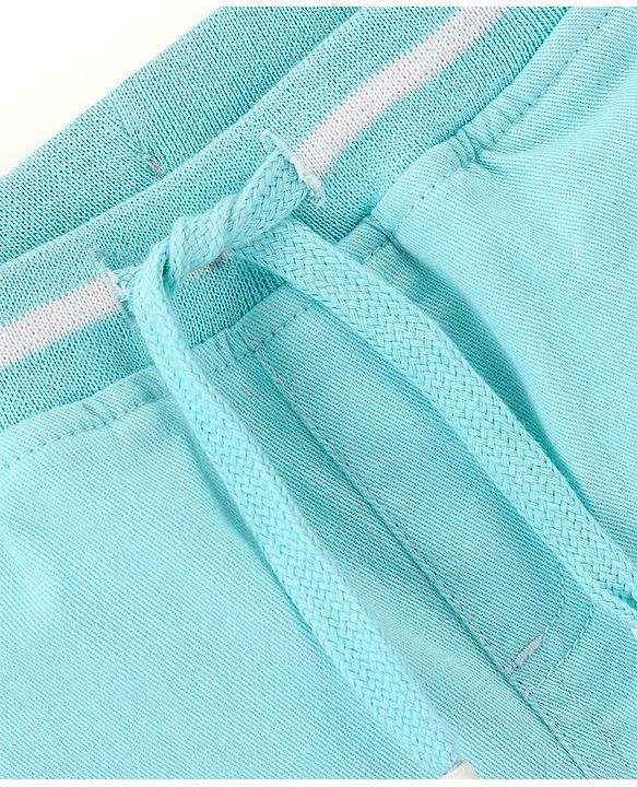 Babyhug Cotton Spandex Mid Thigh Length Shorts Text Print- Sky Blue