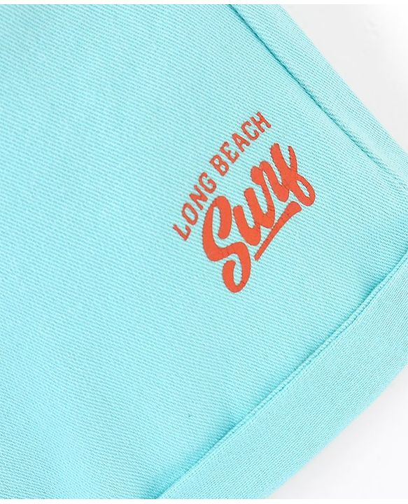 Babyhug Cotton Spandex Mid Thigh Length Shorts Text Print- Sky Blue