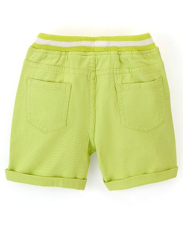 Babyhug Cotton Spandex Mid Thigh Length Shorts Text Print- Lime Green