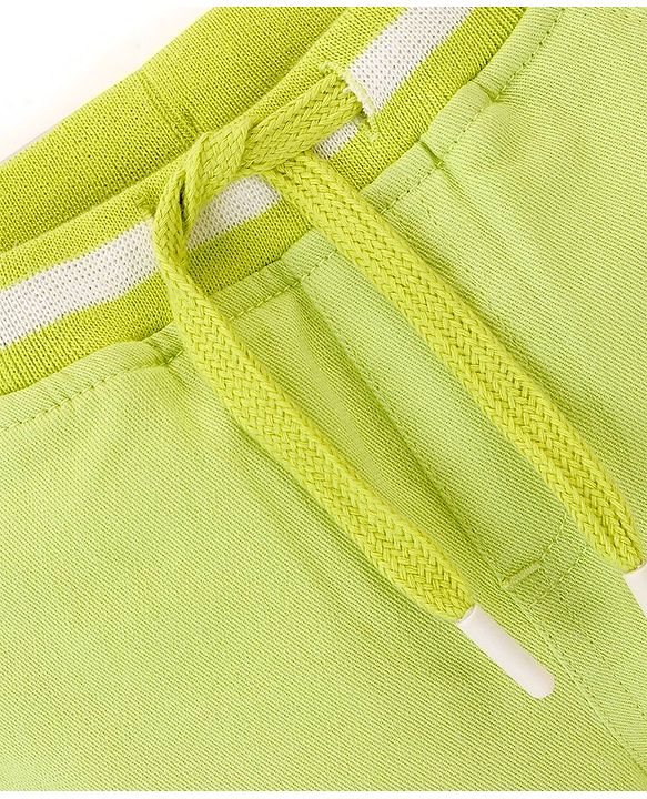 Babyhug Cotton Spandex Mid Thigh Length Shorts Text Print- Lime Green