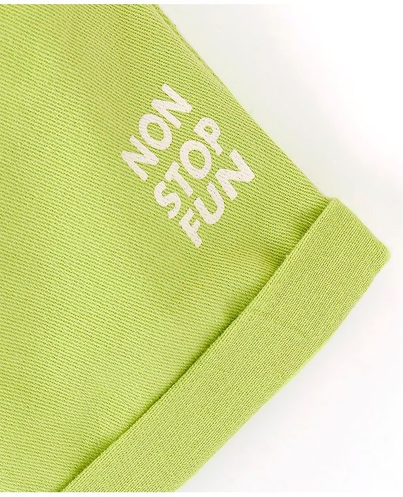 Babyhug Cotton Spandex Mid Thigh Length Shorts Text Print- Lime Green